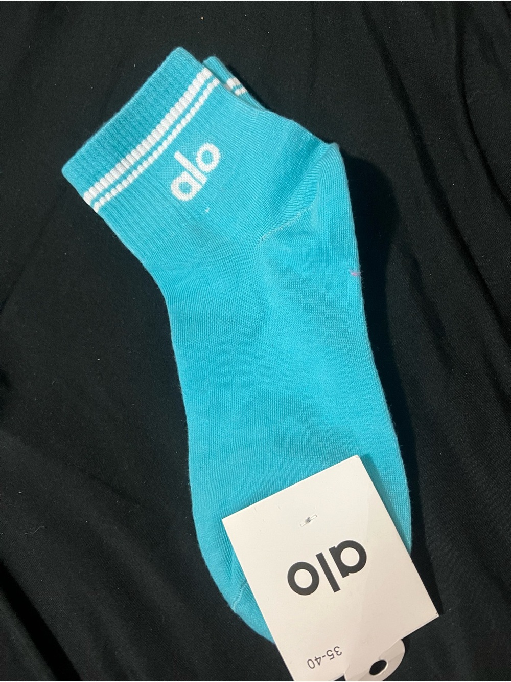 Yoga Crew Socks in Turquoise with White Logo